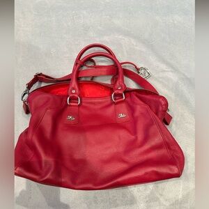 JENRIGO Ladies Women’s Red Italian Leather Bag Purse Handbag